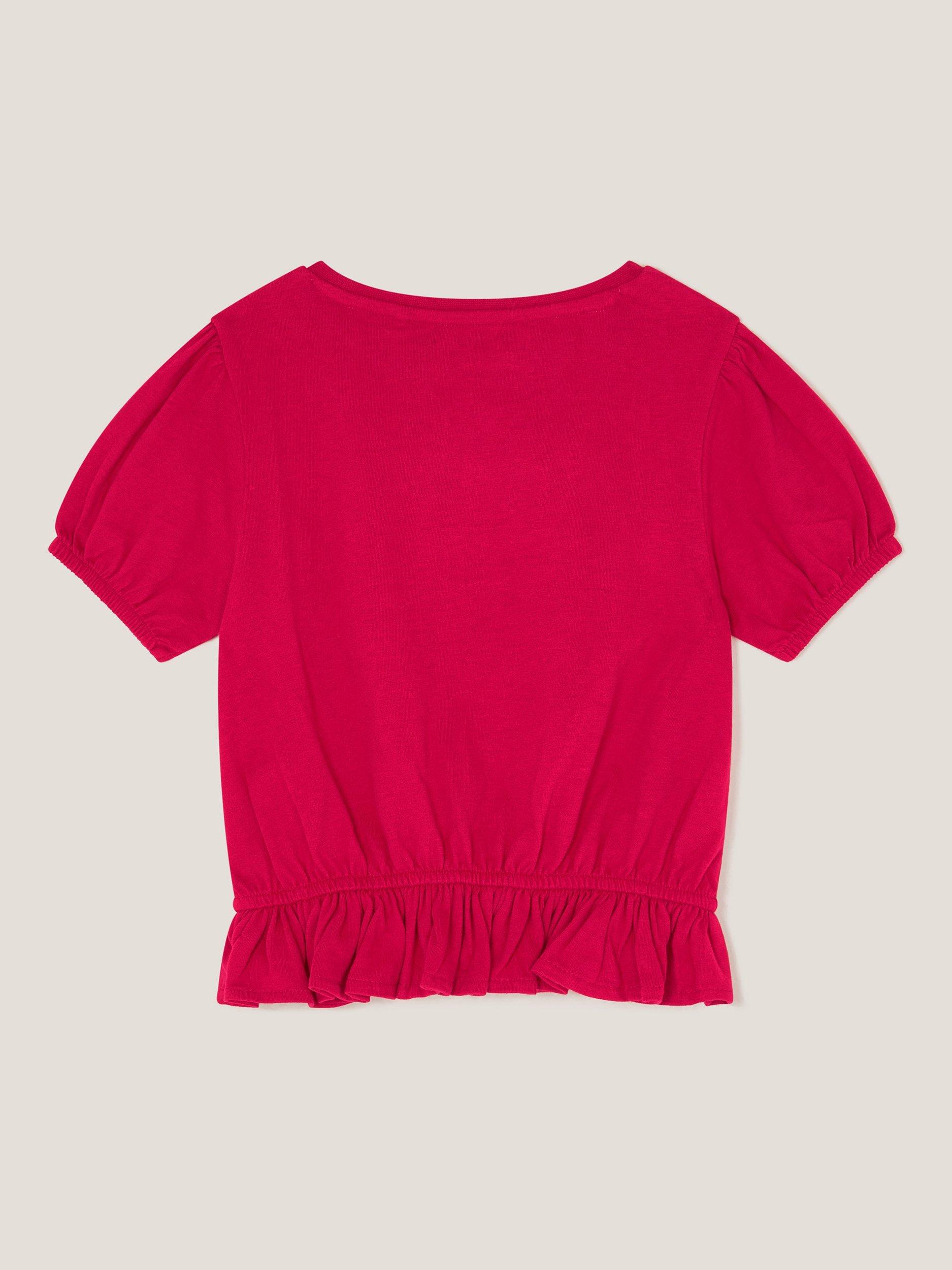 Product image 2 of 3, which shows Monsoon Kids' Slogan Short Sleeve Sweatshirt, Red, 3-4 years