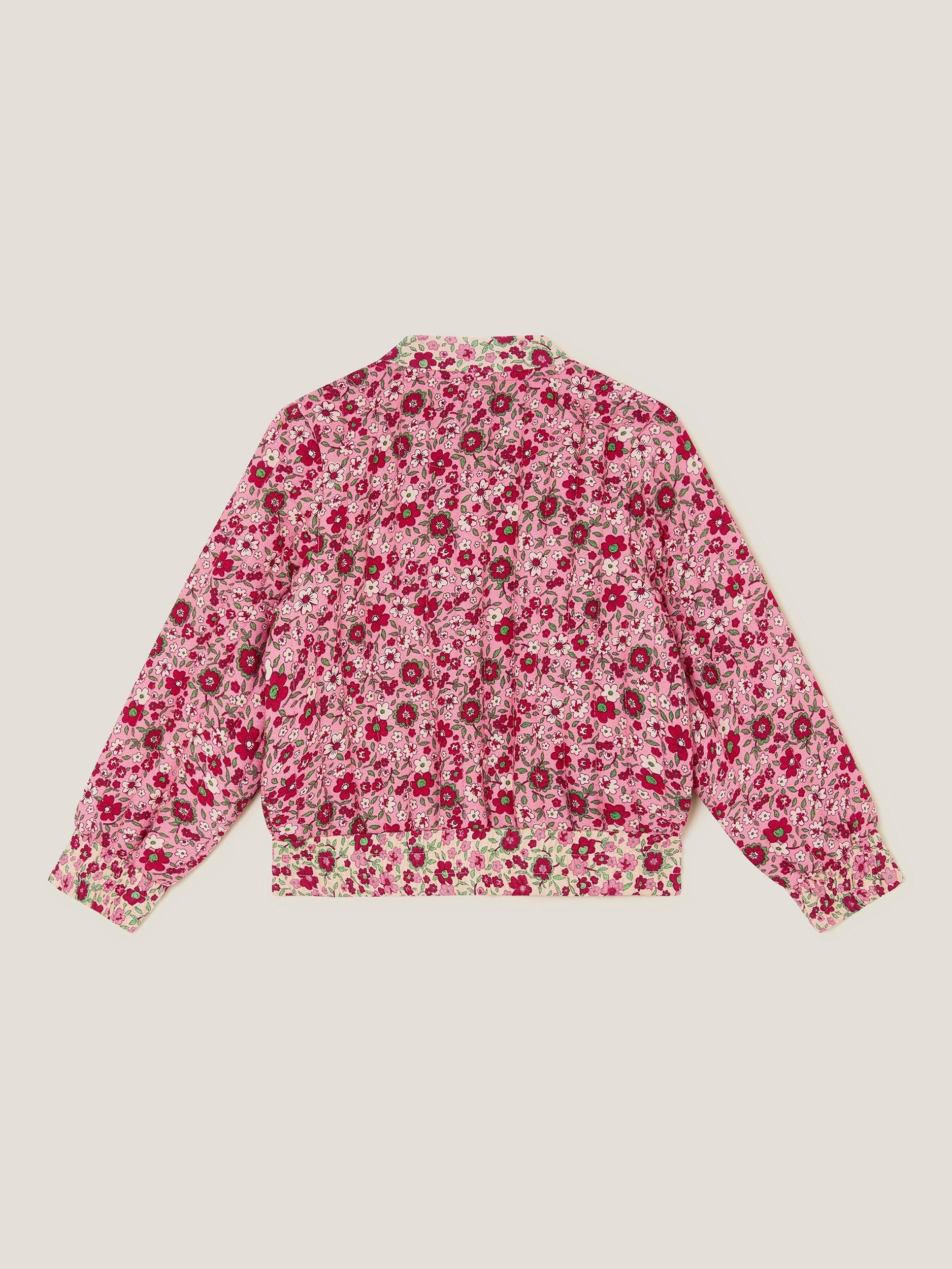 Product image 2 of 3, which shows Monsoon Kids' Floral Bomber Jacket, Pink, 5-6 years