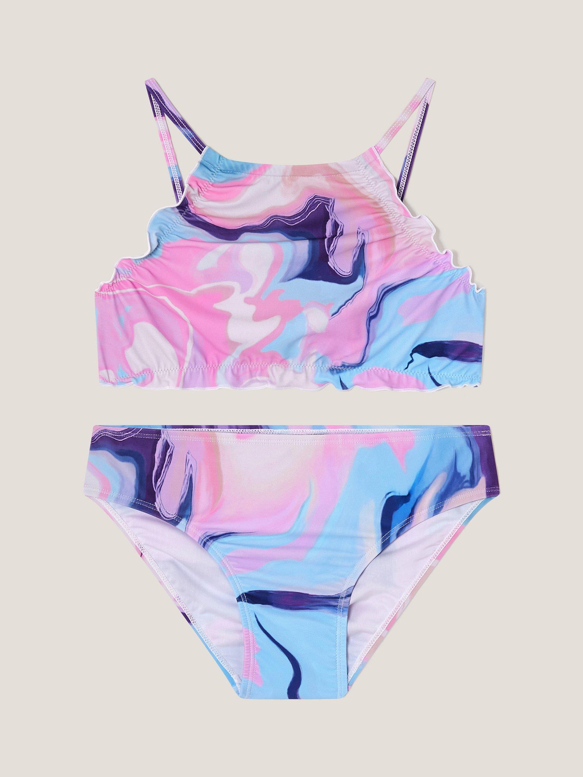 Product image 1 of 3, which shows Monsoon Kids' Marble Bikini , Multi, 7-8 years
