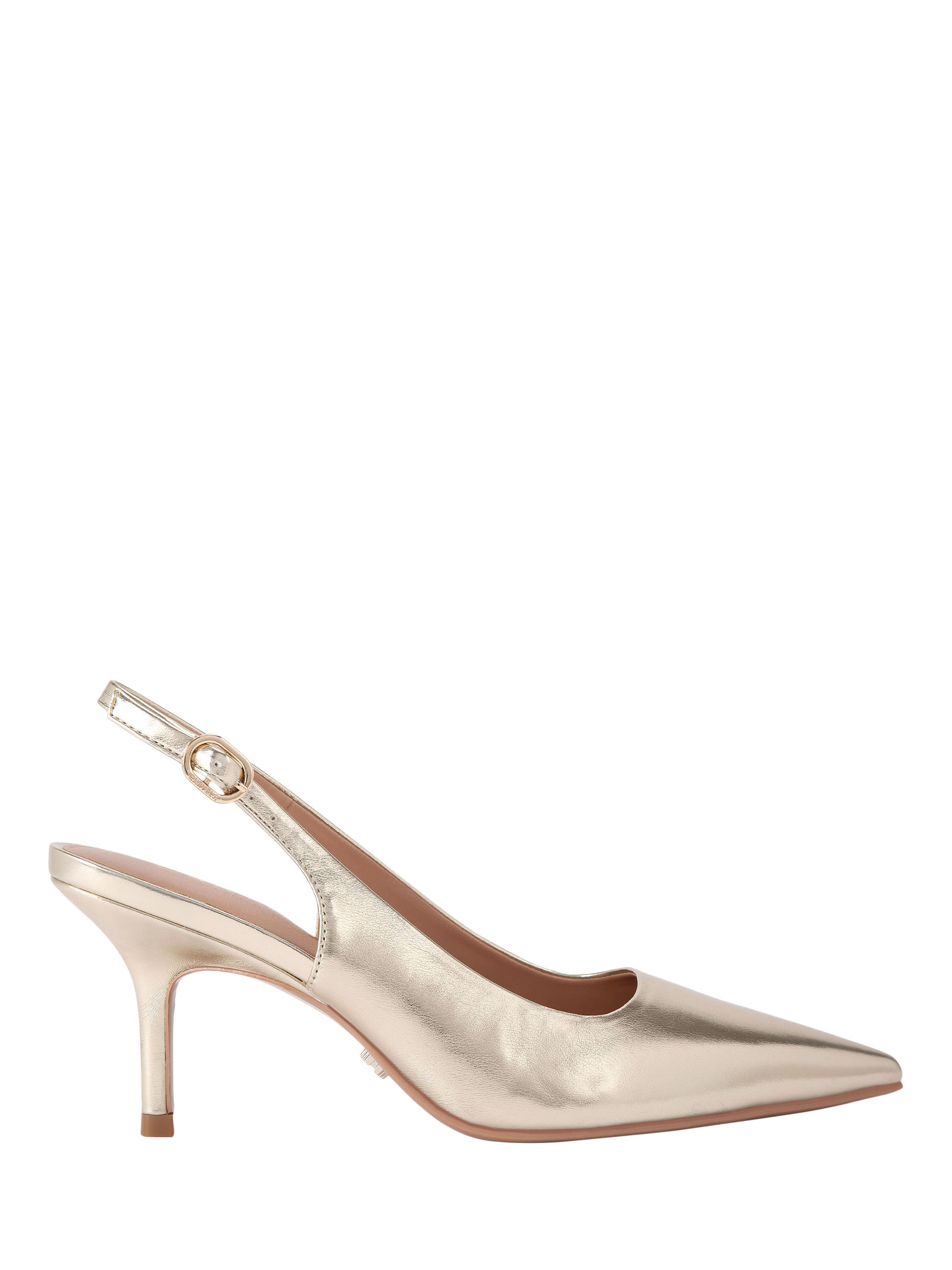 Product image 1 of 4, which shows Carvela Spirit Slingback Pointed Heeled Courts, Gold, 3
