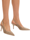 Carvela Spirited Suede Slingback Court Shoes, Brown, Taupe