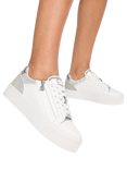 Carvela Statement Zip Lace Up Fashion Trainers, Silver/Multi