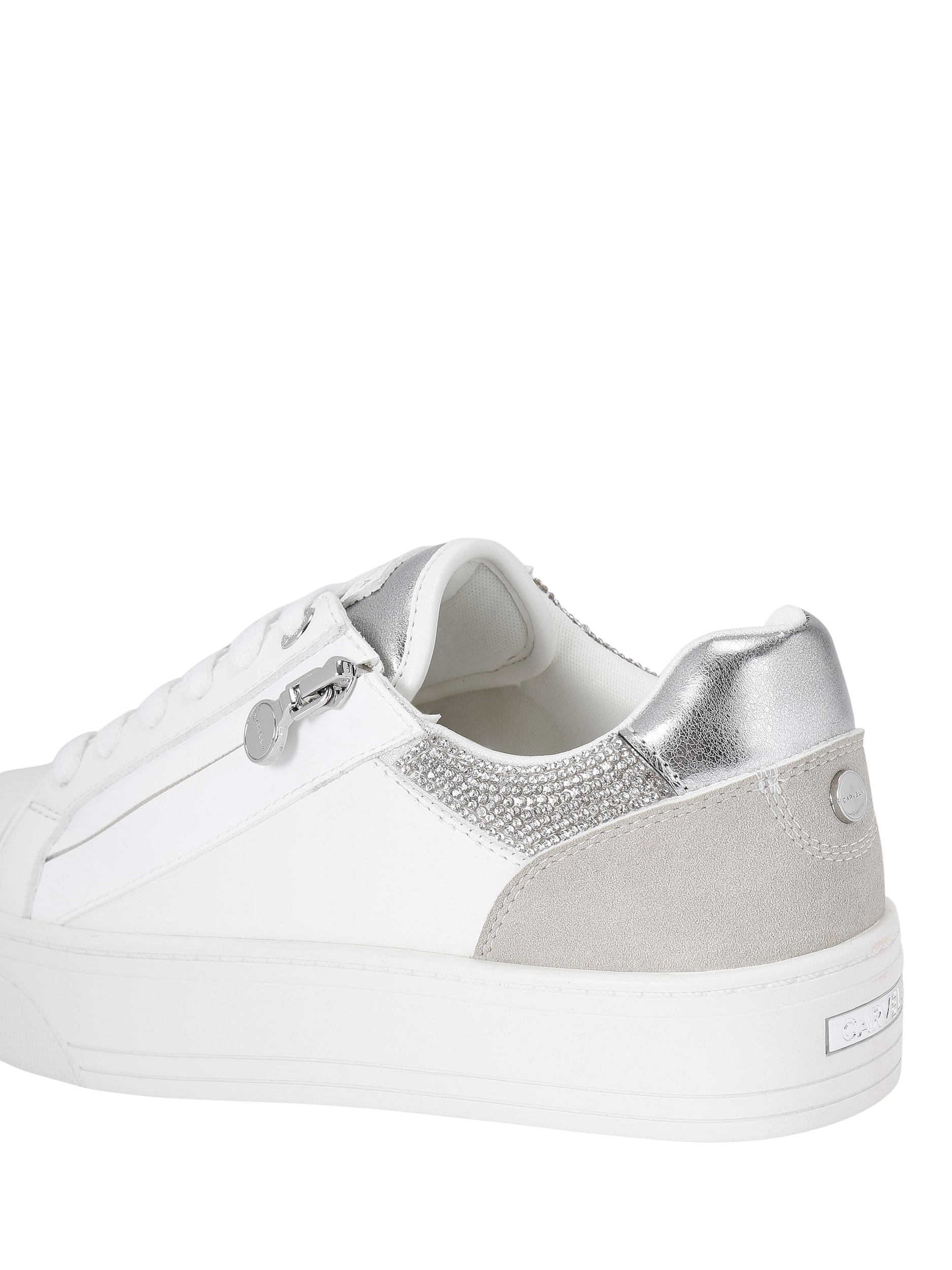 Product image 4 of 5, which shows Carvela Statement Zip Lace Up Fashion Trainers, Silver/Multi, 3