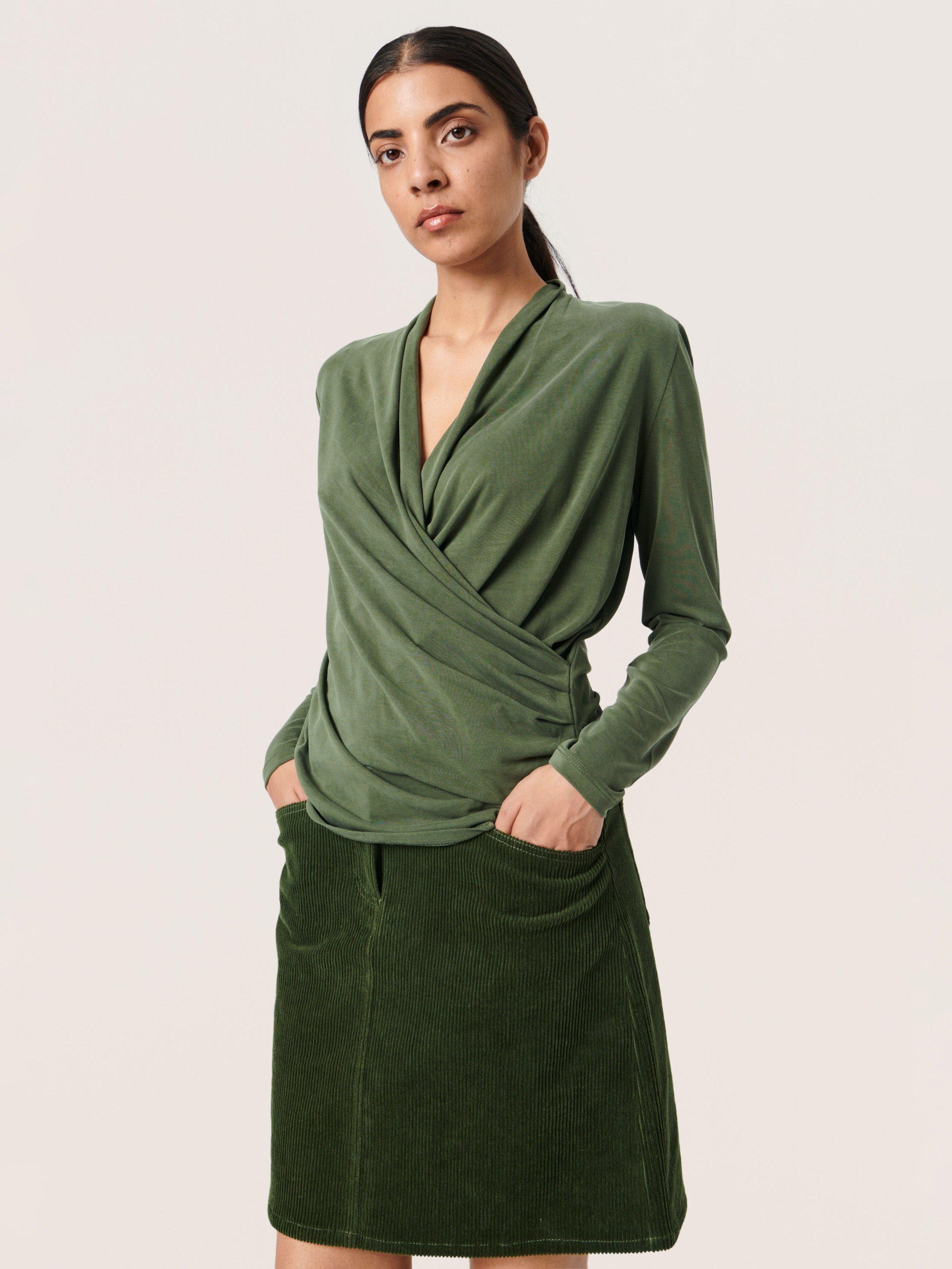 Soaked In Luxury Columbine Wrap Top, Kombu Green