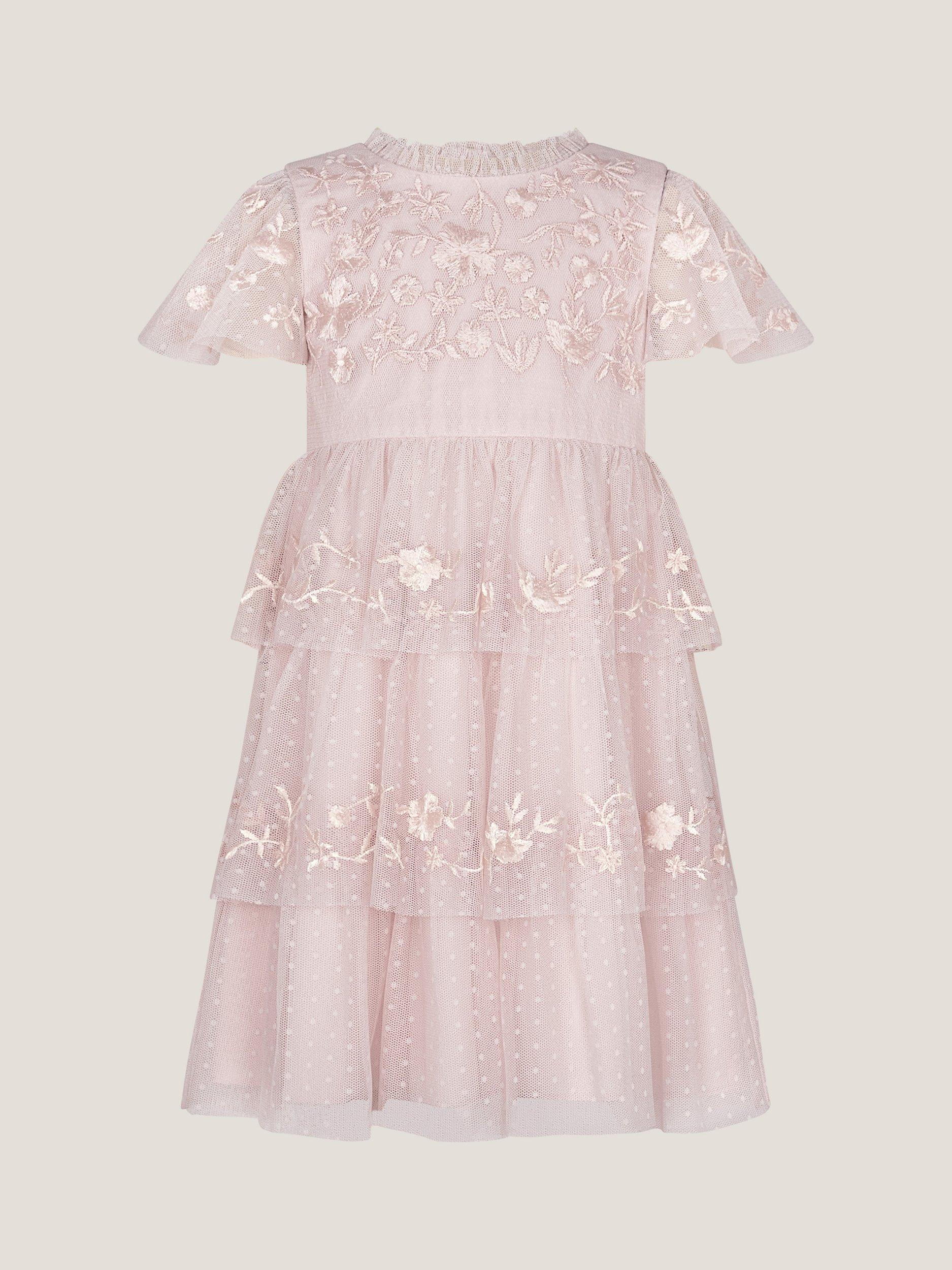 Product image 1 of 2, which shows Monsoon Baby Tiered Occasion Dress, Ivory, 0-3 months
