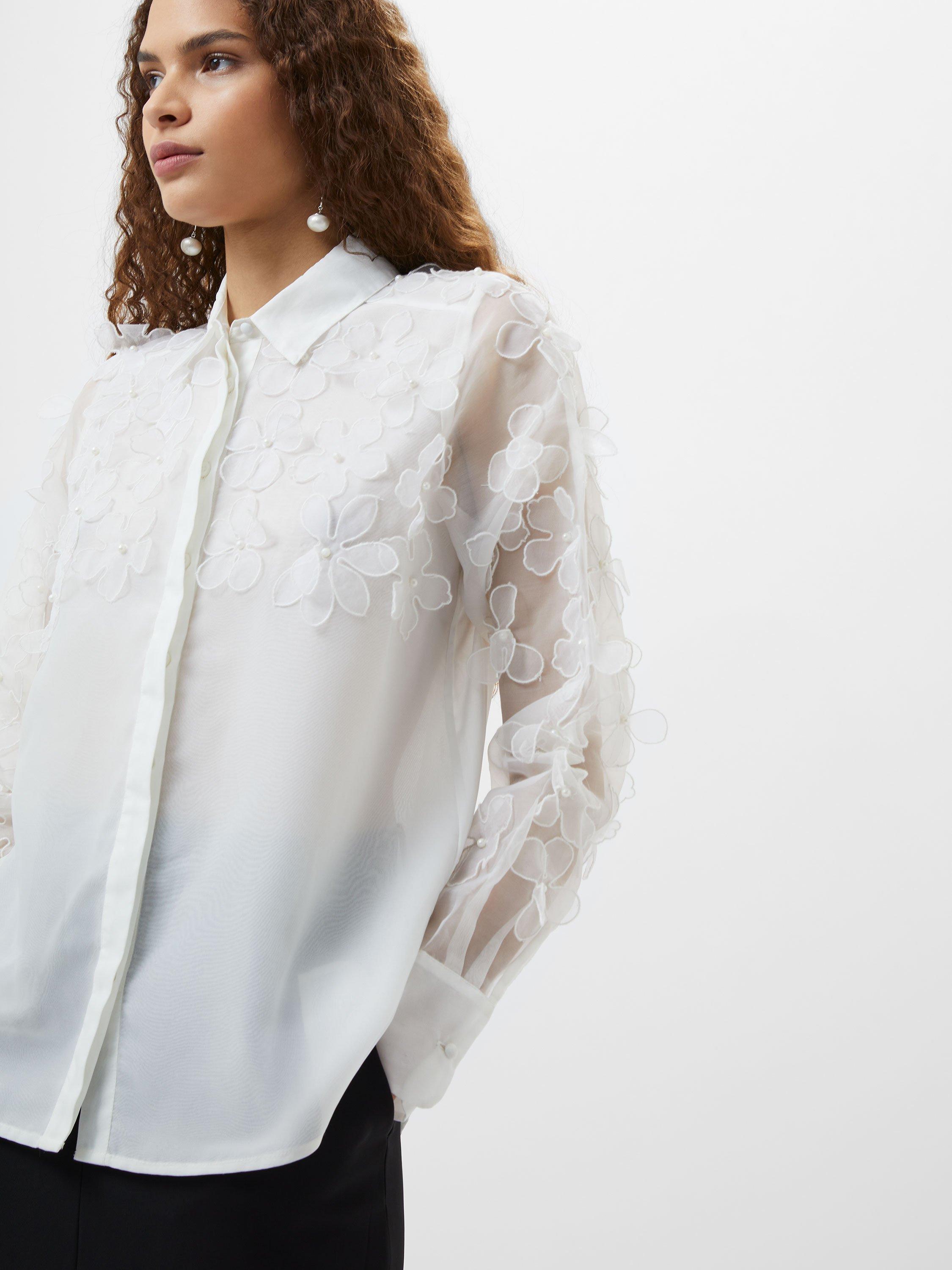 Product image 1 of 5, which shows French Connection Camden 3D Floral Shirt, Summer White, 6
