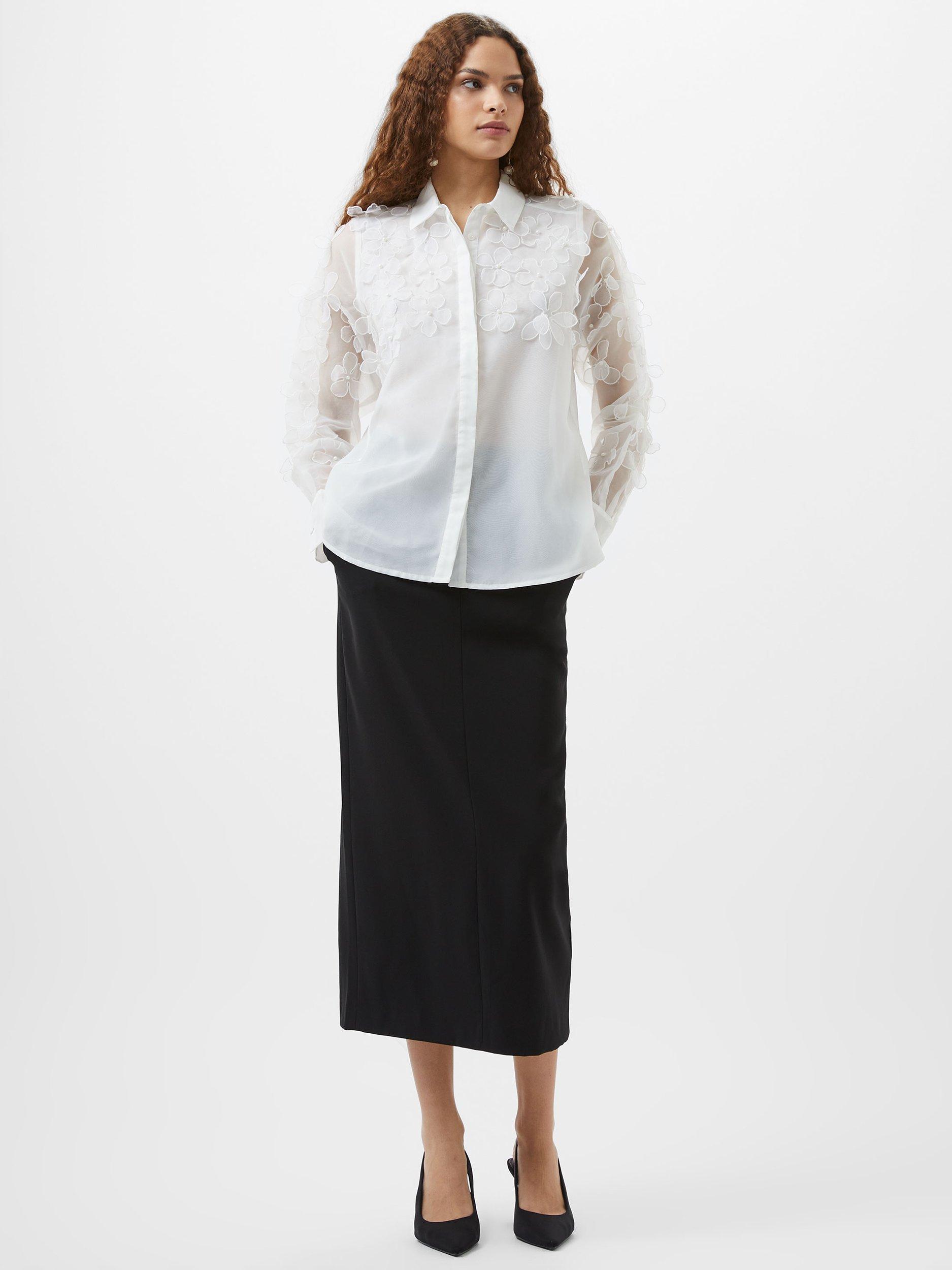 Product image 2 of 5, which shows French Connection Camden 3D Floral Shirt, Summer White, 6