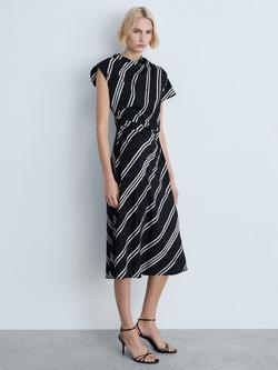 Mango Ariet Stripe Midi Dress, Black, Black