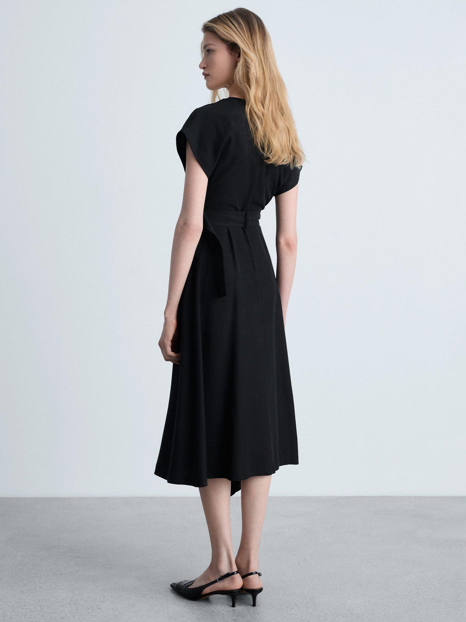 Product image 4 of 9, which shows Mango Bassett Belted Midi Dress, Black, 10