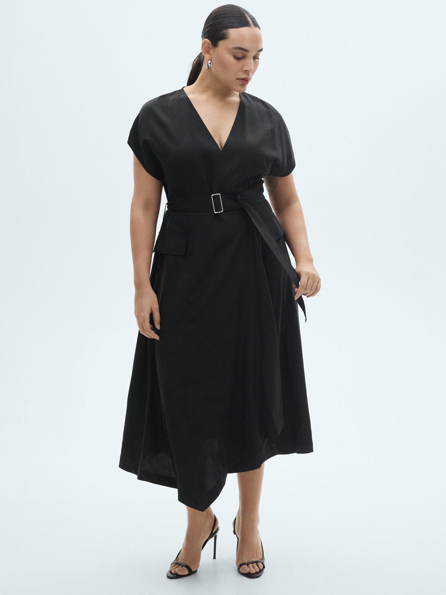 Product image 8 of 9, which shows Mango Bassett Belted Midi Dress, Black, 10