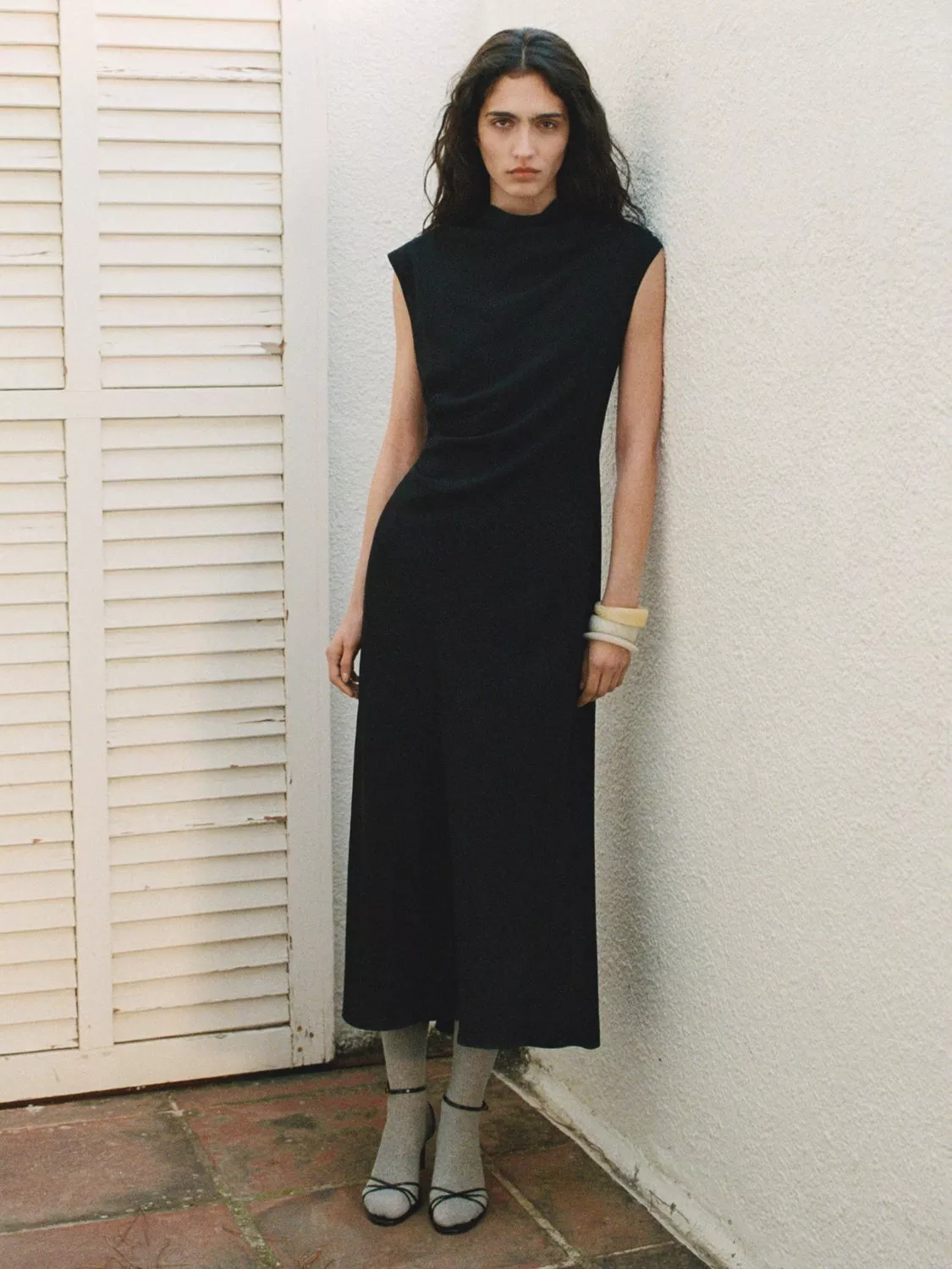 Mango Caroline Draped Waist Dress, Black