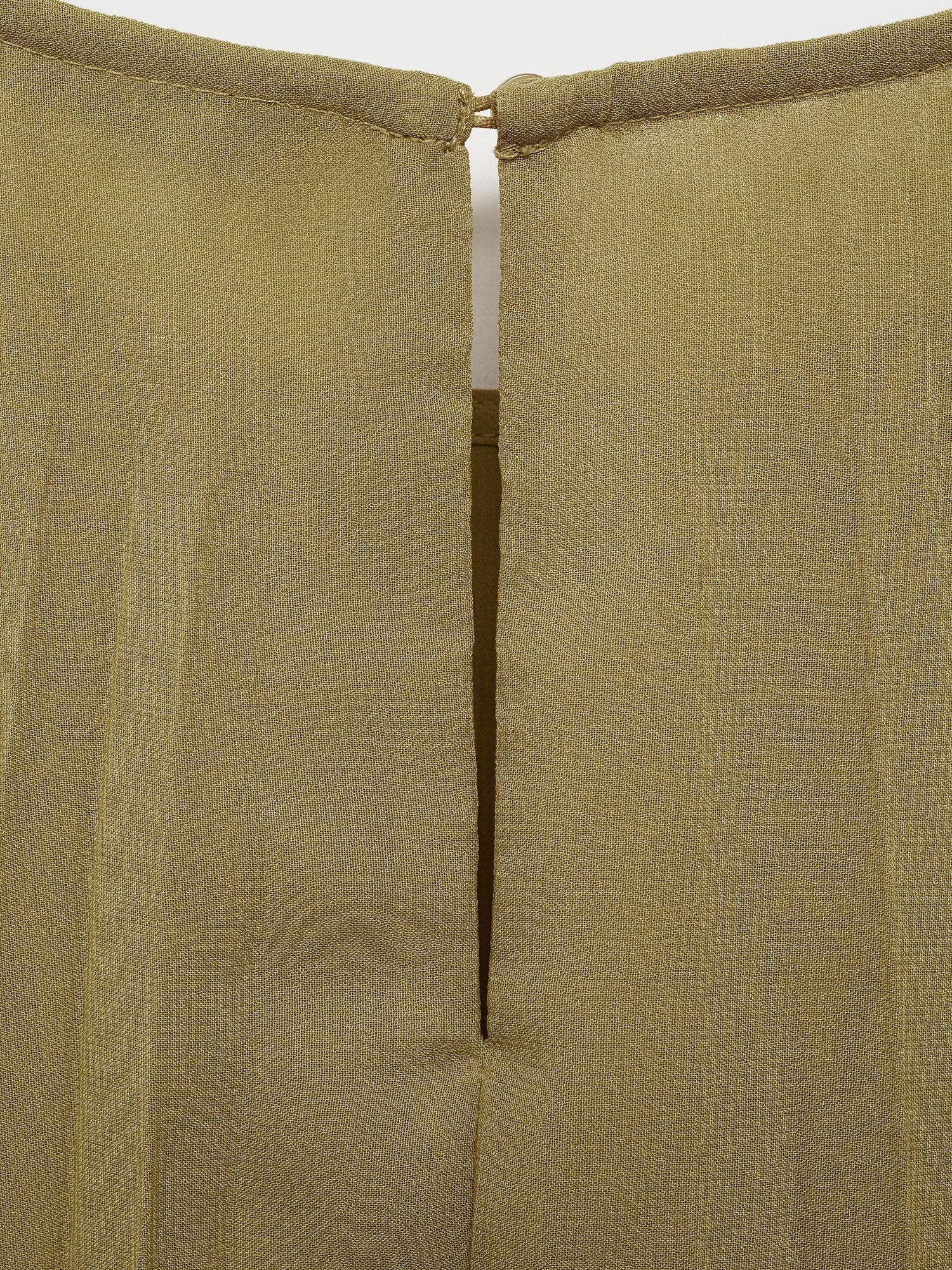 Product image 5 of 7, which shows Mango Dalia Pleated Bow Belt Dress, Olive Green, 10