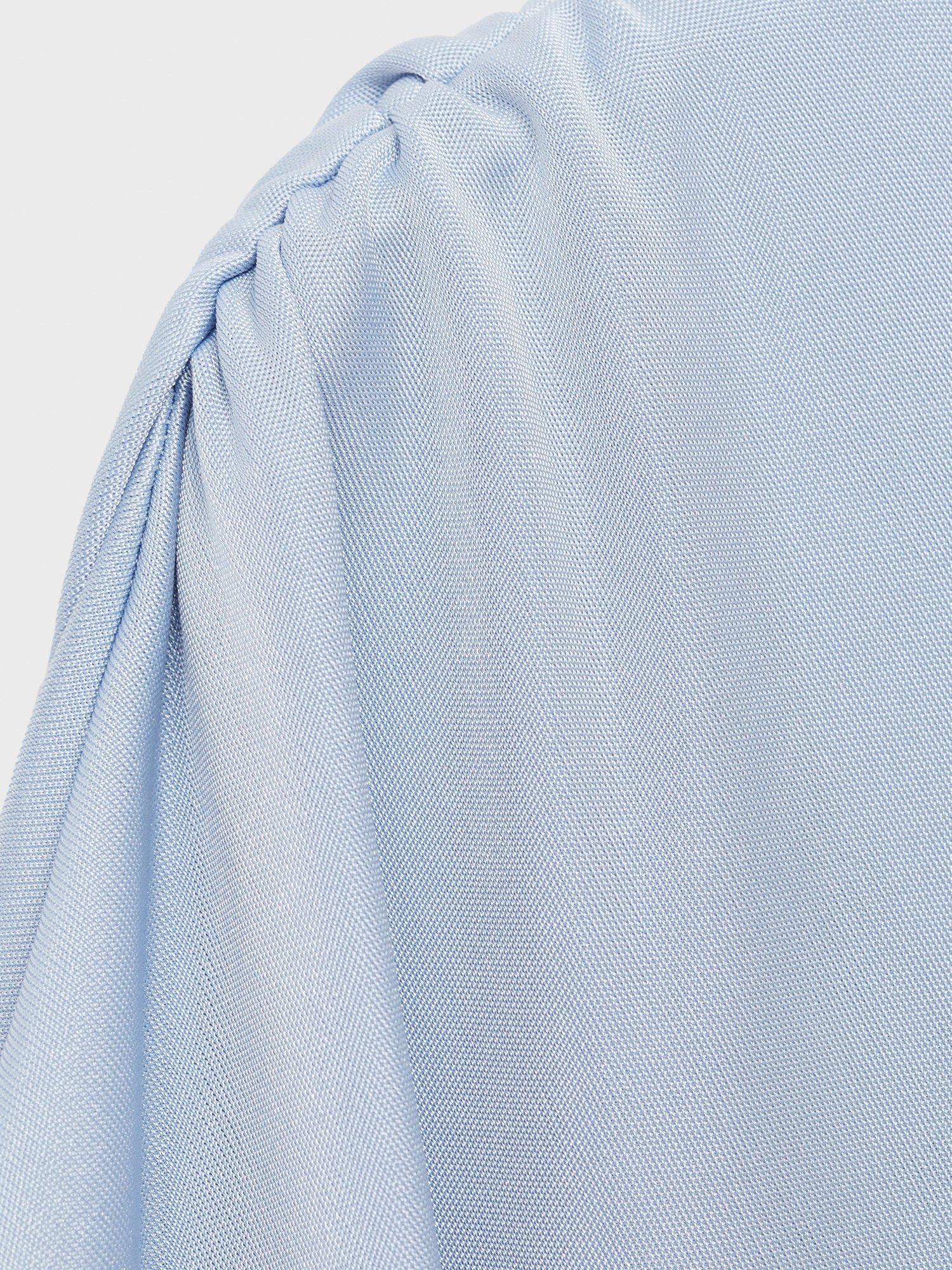 Product image 7 of 7, which shows Mango Leia Asymmetric Chiffon Dress, Pastel Blue, 10