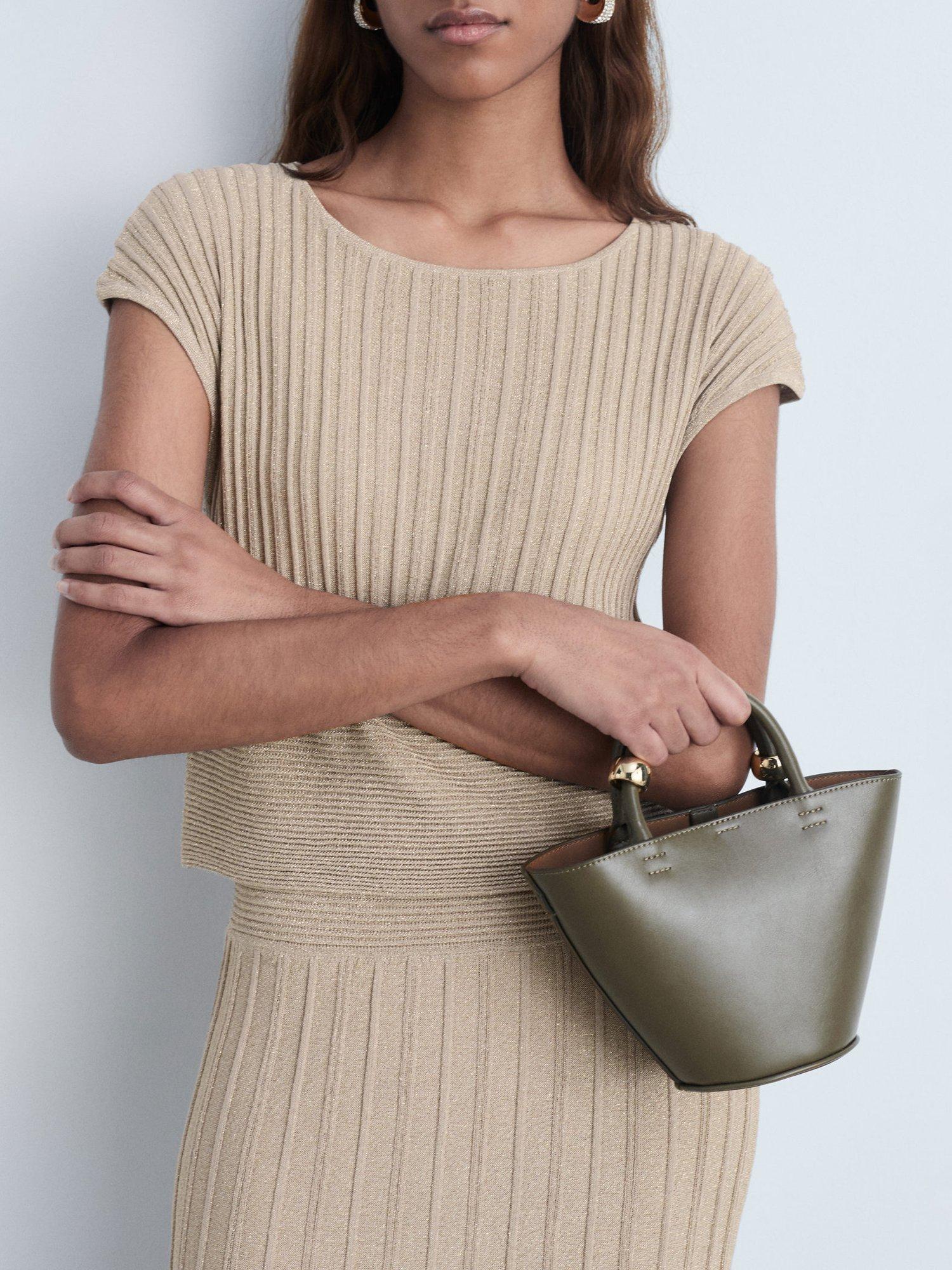 Mango Split Waist Shimmer Jumper Dress, Gold