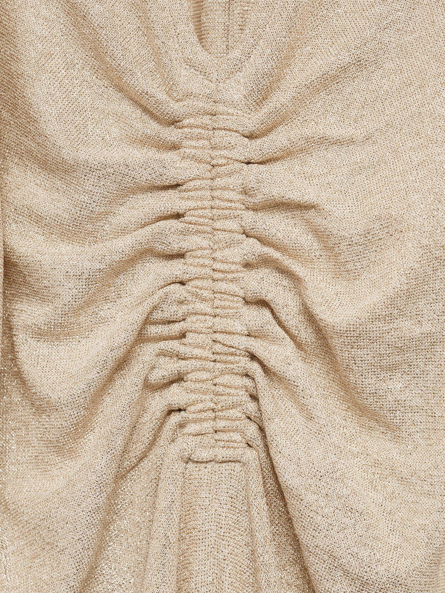 Product image 7 of 7, which shows Mango Leialu Gathered Drape Dress, Gold, 10