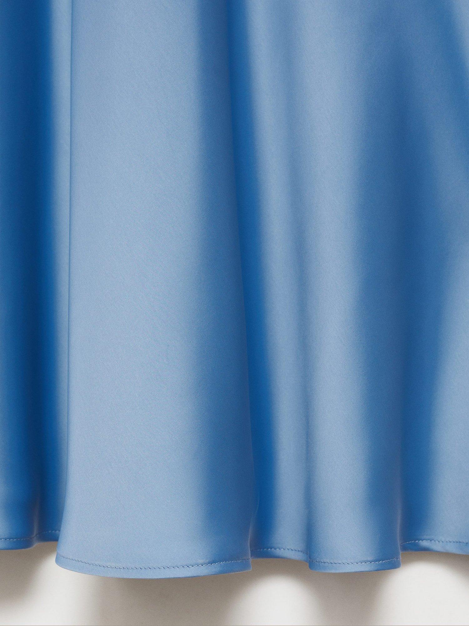 Product image 5 of 7, which shows Mango Maria Flared Sleeve Satin Dress, Medium Blue, 6