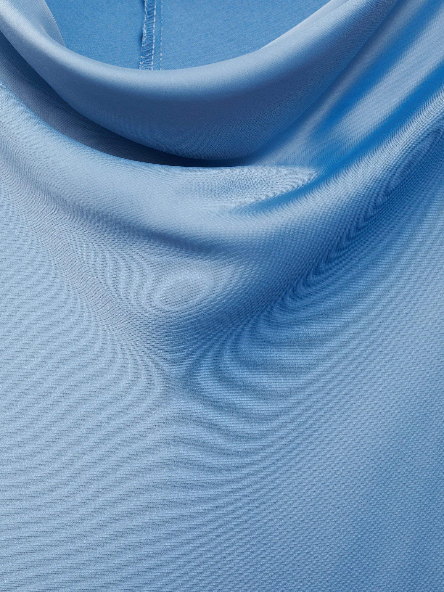 Product image 7 of 7, which shows Mango Maria Flared Sleeve Satin Dress, Medium Blue, 6