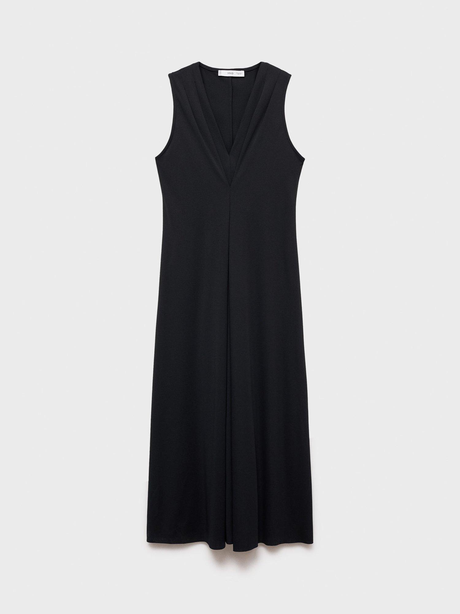 Product image 3 of 7, which shows Mango Marta V-Neck Knitted Midi Dress, Black, 6