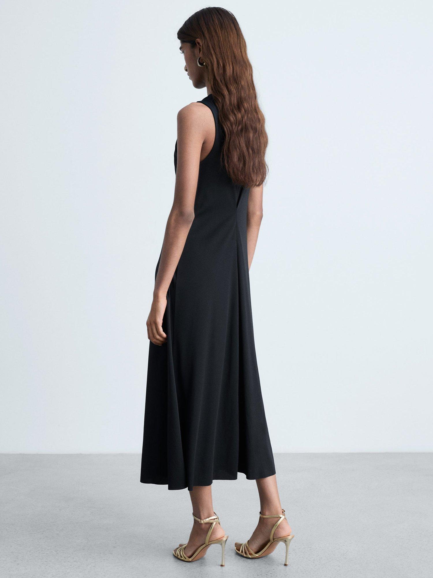 Product image 4 of 7, which shows Mango Marta V-Neck Knitted Midi Dress, Black, 6