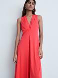 Mango Marta V-Neck Knitted Midi Dress, Orange