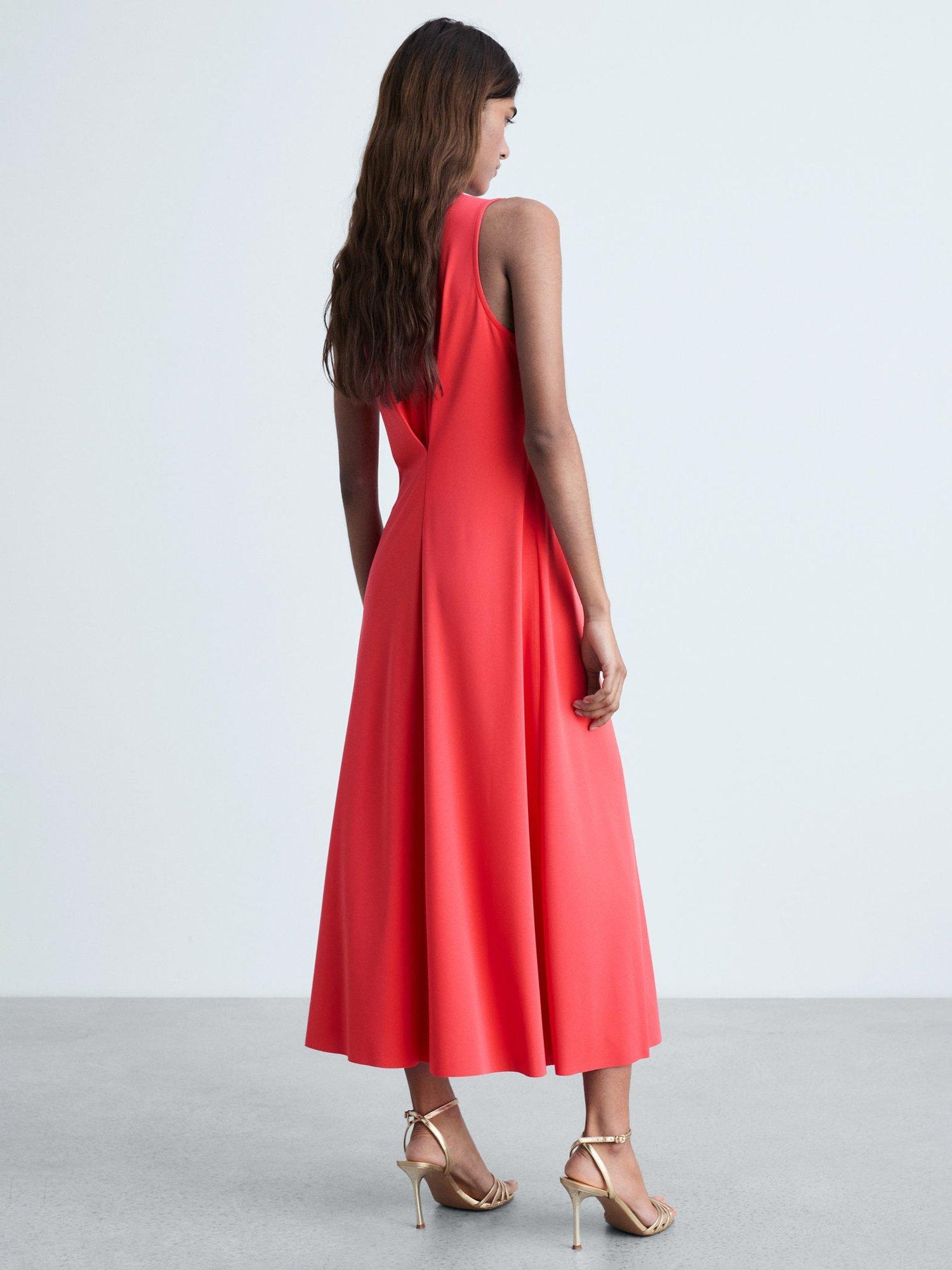 Product image 4 of 7, which shows Mango Marta V-Neck Knitted Midi Dress, Orange, 10