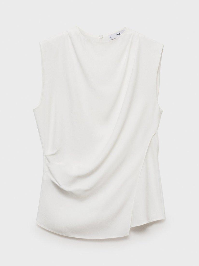 Product image 3 of 8, which shows Mango Area Drape Sleeveless Top, Natural White, 10