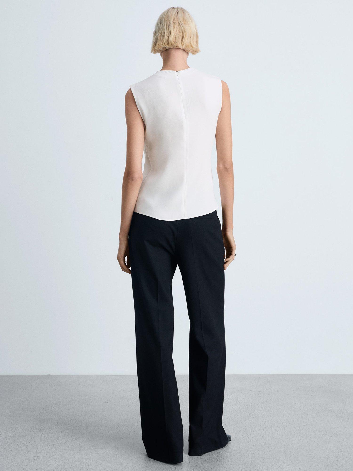 Product image 4 of 8, which shows Mango Area Drape Sleeveless Top, Natural White, 10
