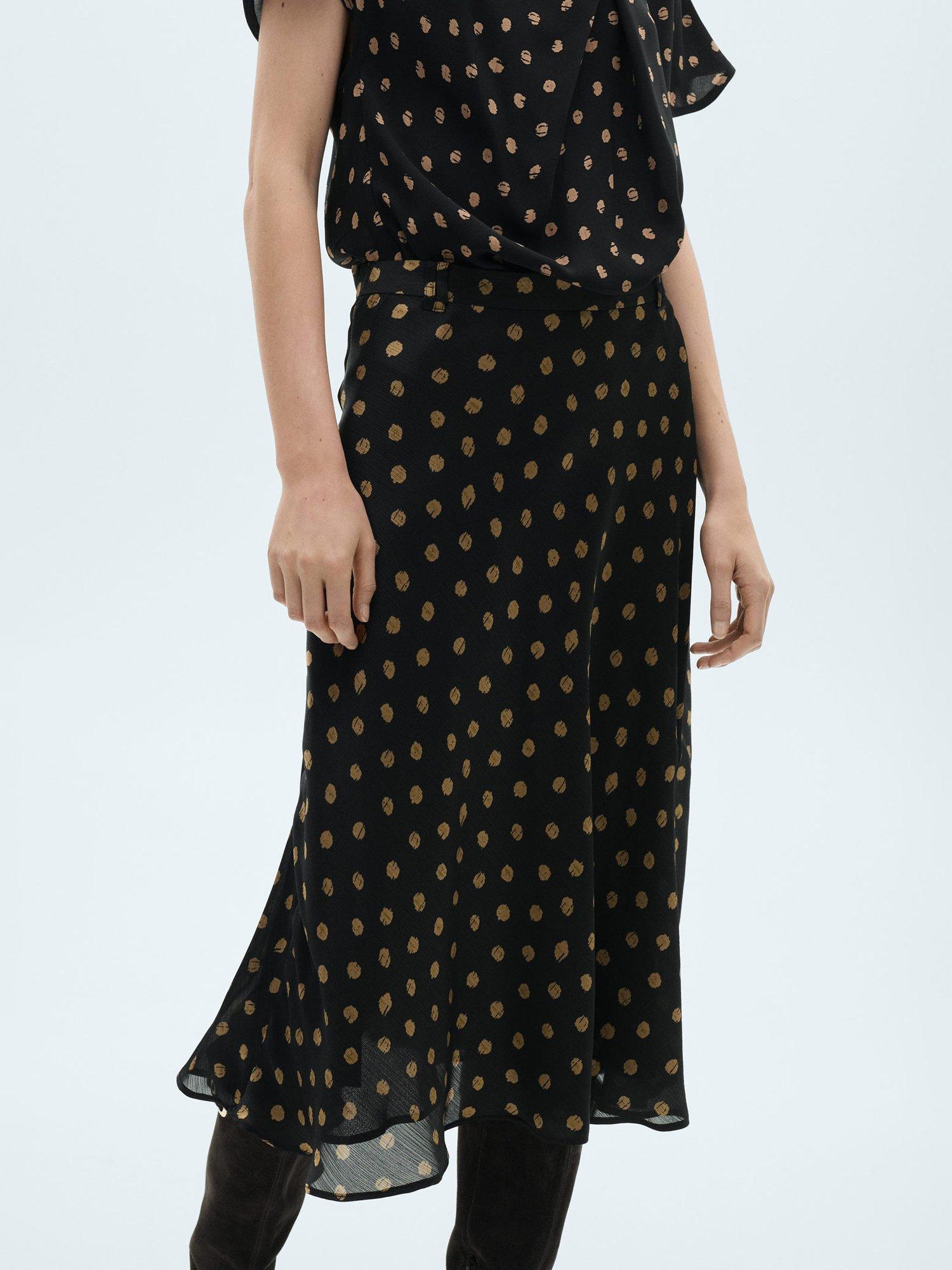 Mango Tody Polka Dot Skirt, Black