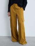 Mango Moira Textured Combat Trousers, Olive Green