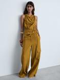 Mango Moira Textured Combat Trousers, Olive Green