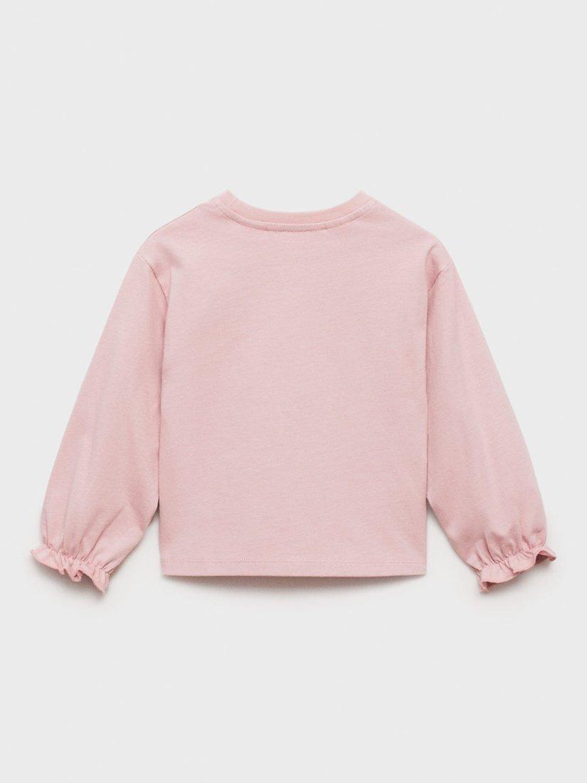 Product image 2 of 4, which shows Mango Kids' Minnie Mouse Love Long Sleeve T-Shirt, Pink, 5-6 years