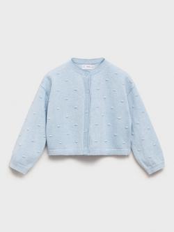 Mango Kids' Sally Dot Pointelle Cardigan, Light Blue, Light Blue