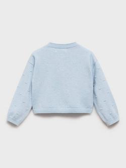 Mango Kids' Sally Dot Pointelle Cardigan, Light Blue - view 2, Light Blue