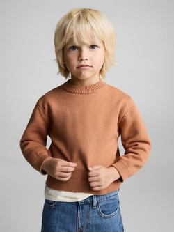 Mango Kids' Luca Ribbed Jumper, Pastel Orange, Pastel Orange