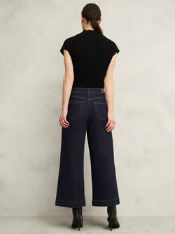 Hobbs Brinley Cropped Wide Leg Jeans, Indigo - view 2, Indigo