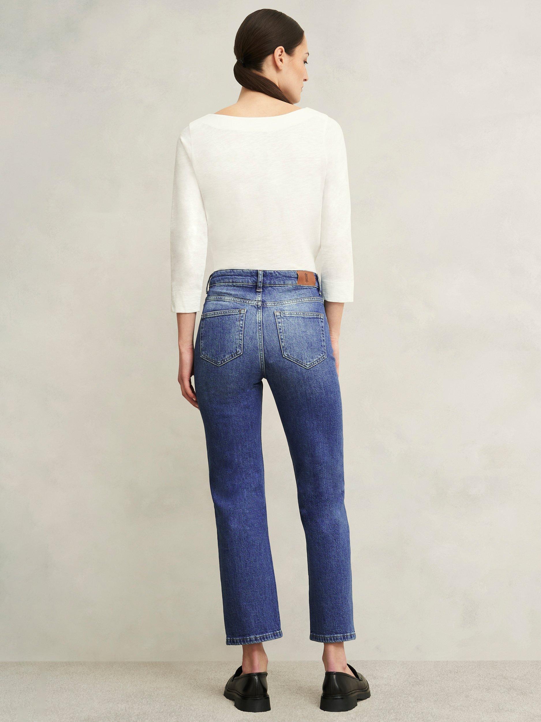 Product image 2 of 7, which shows Hobbs Shea Straight Ankle Grazer Jeans, Mid Wash, 10
