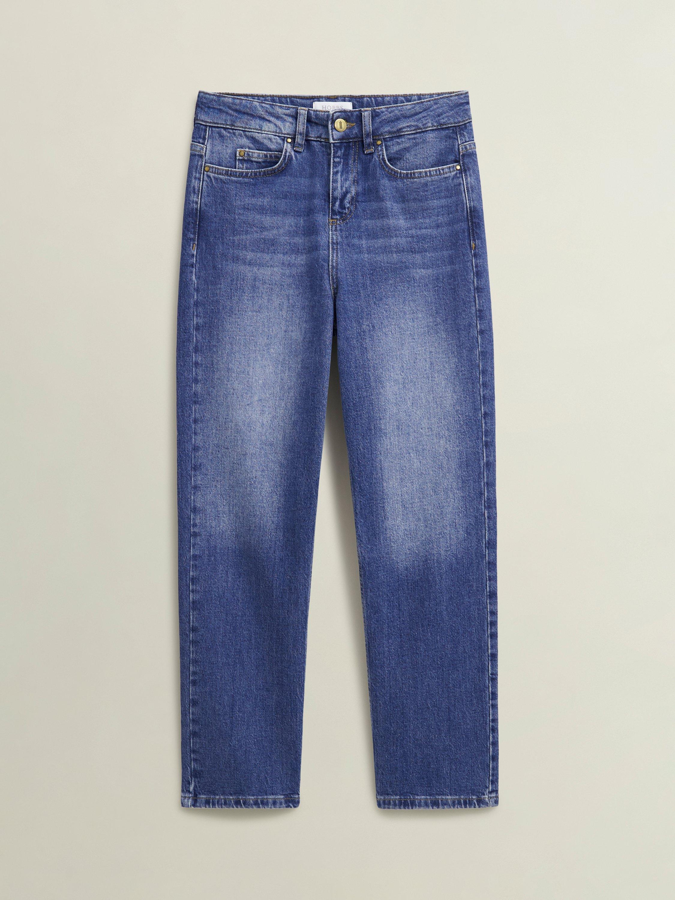 Product image 4 of 7, which shows Hobbs Shea Straight Ankle Grazer Jeans, Mid Wash, 10