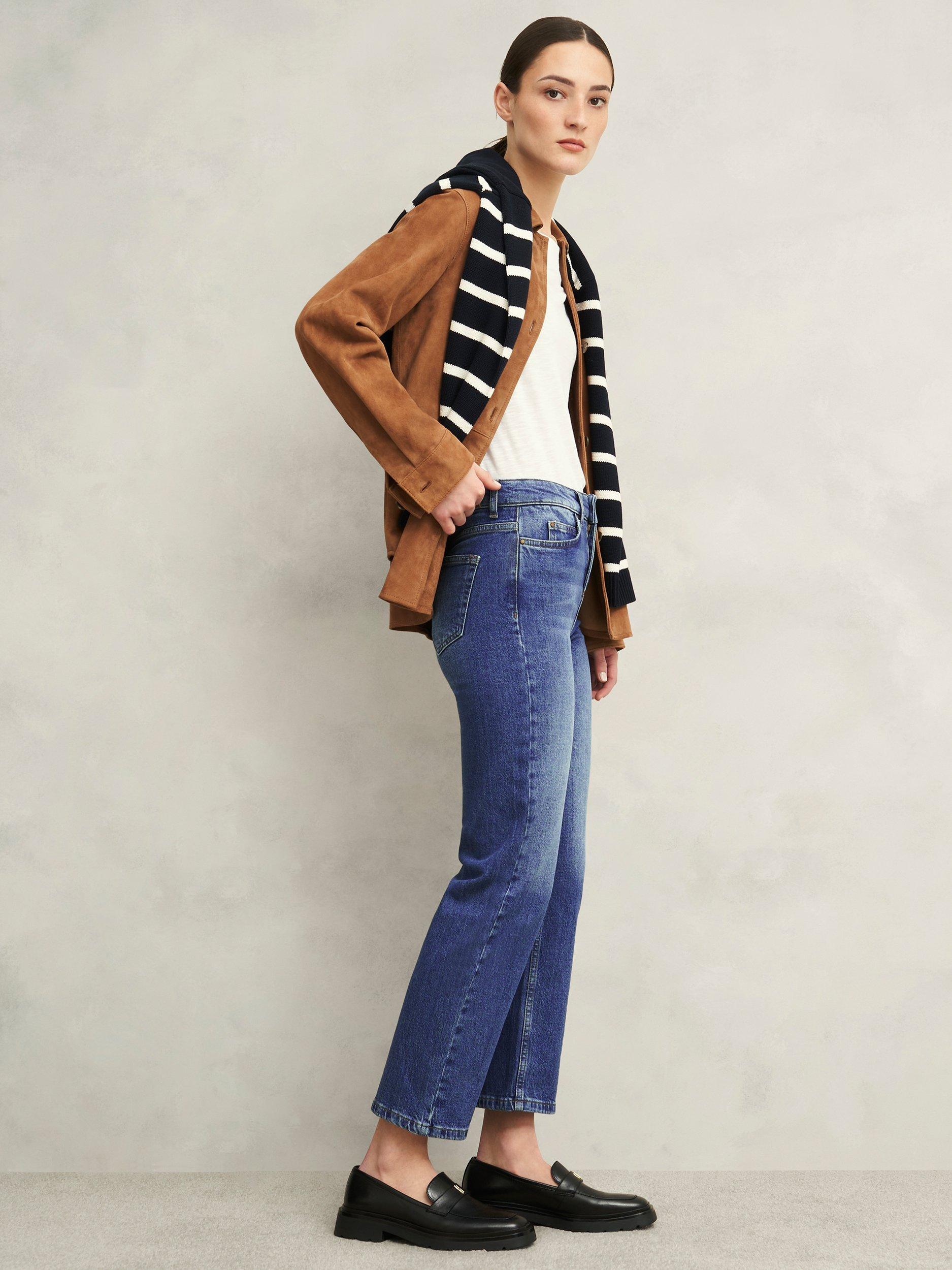 Product image 5 of 7, which shows Hobbs Shea Straight Ankle Grazer Jeans, Mid Wash, 10