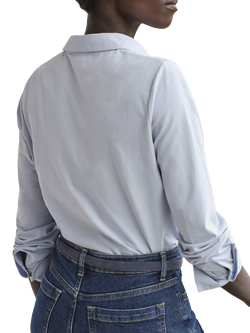 Pure Collection Organic Cotton Rich Jersey Shirt, Blue - view 2, Blue