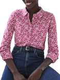 Pure Collection Floral Organic Cotton Rich Jersey Shirt, Pink/Multi