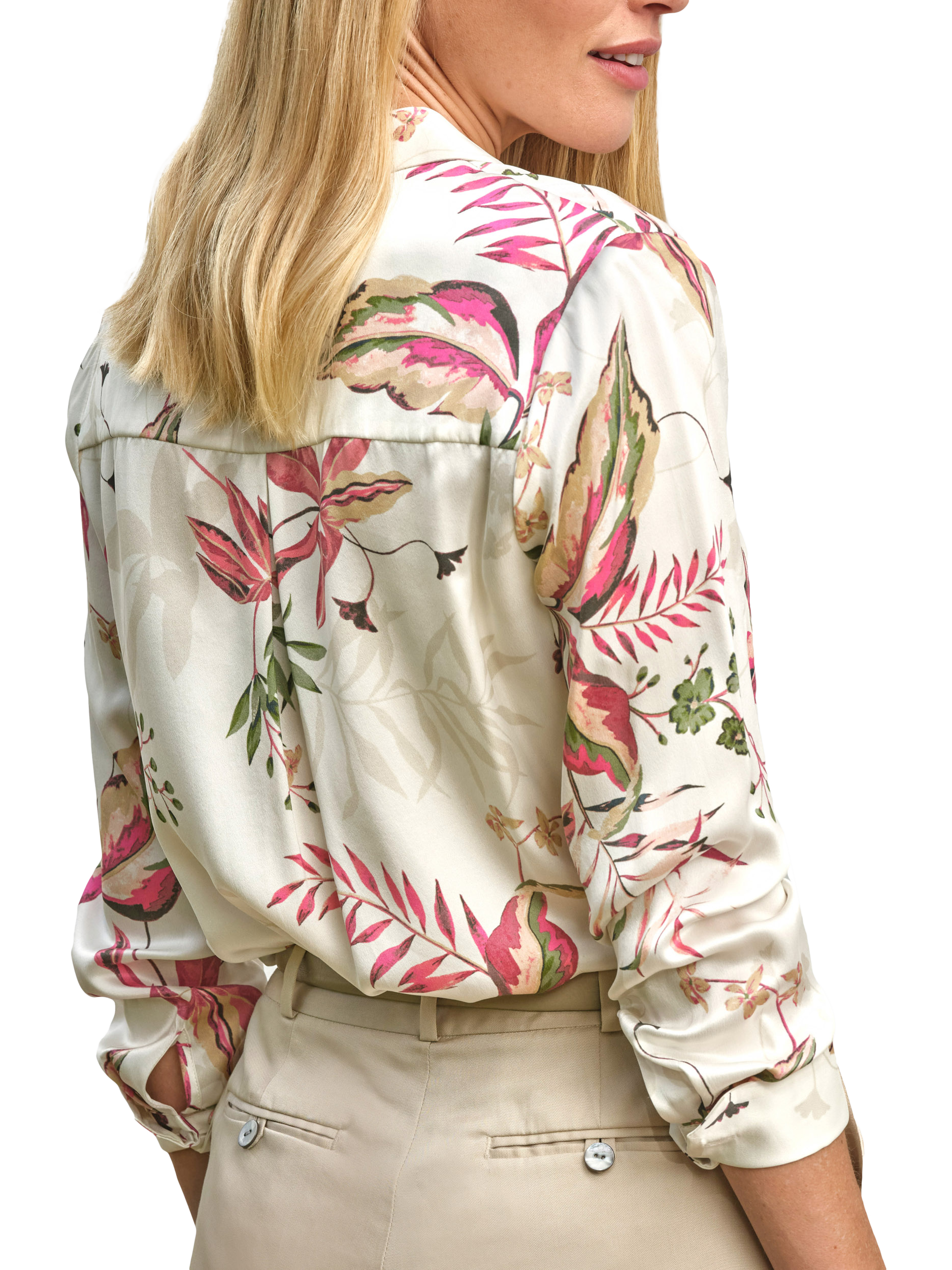 Product image 2 of 3, which shows Pure Collection Pure Silk Floral Shirt, Multi, 8