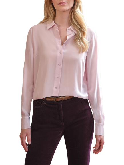 Pure Collection Washed Silk Shirt, Pale Pink
