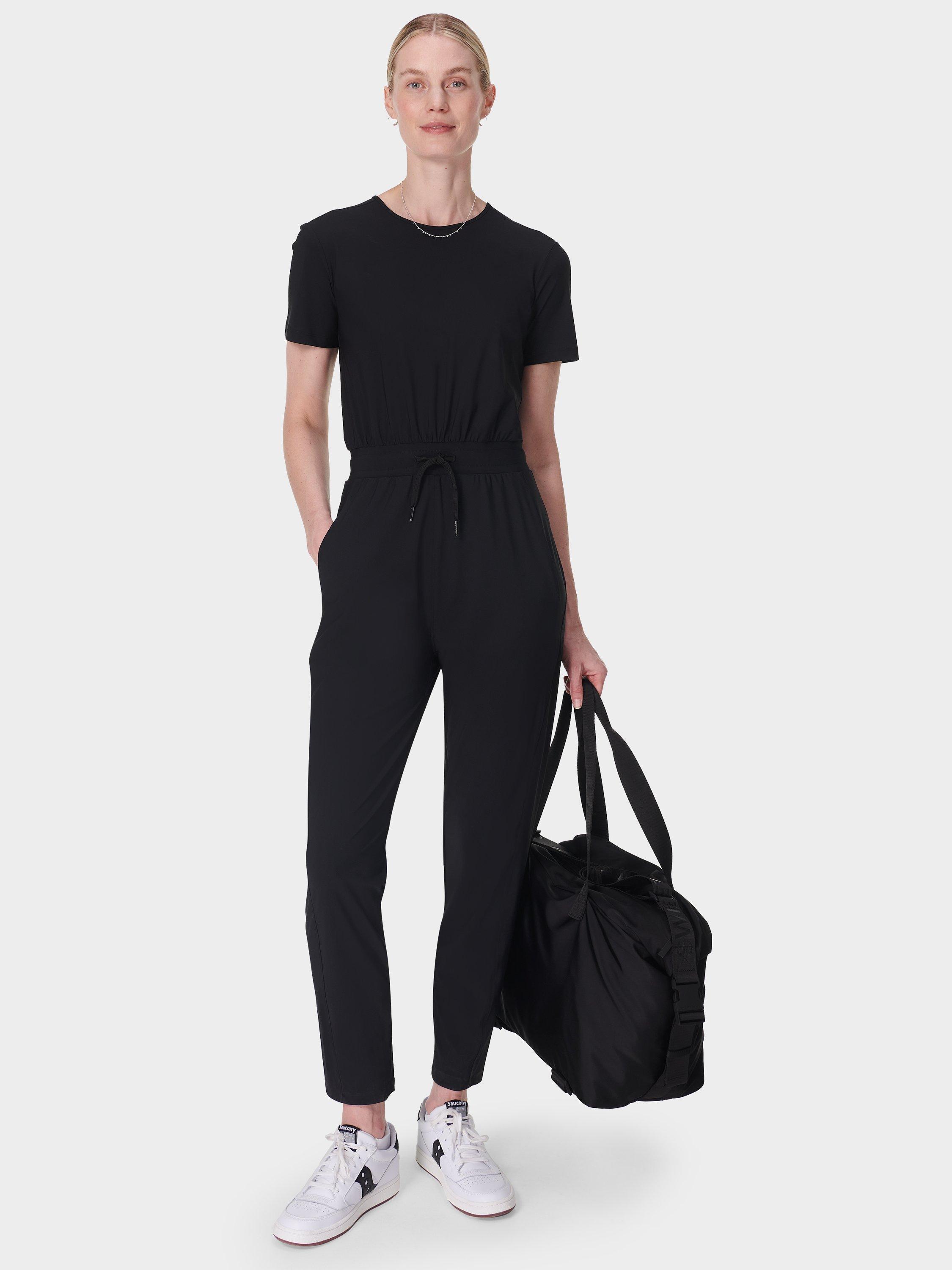 Product image 1 of 6, which shows Sweaty Betty 29" Explorer Jumpsuit, Black, XXS