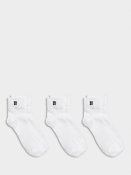 Sweaty Betty Essentials Organic Cotton Rich Mini Crew Socks, Pack of 3, White