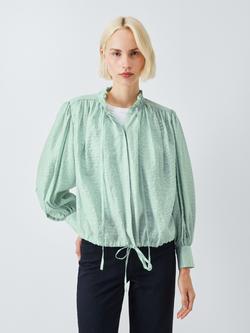 AND/OR Boho Tie Neck Blouse, Aqua