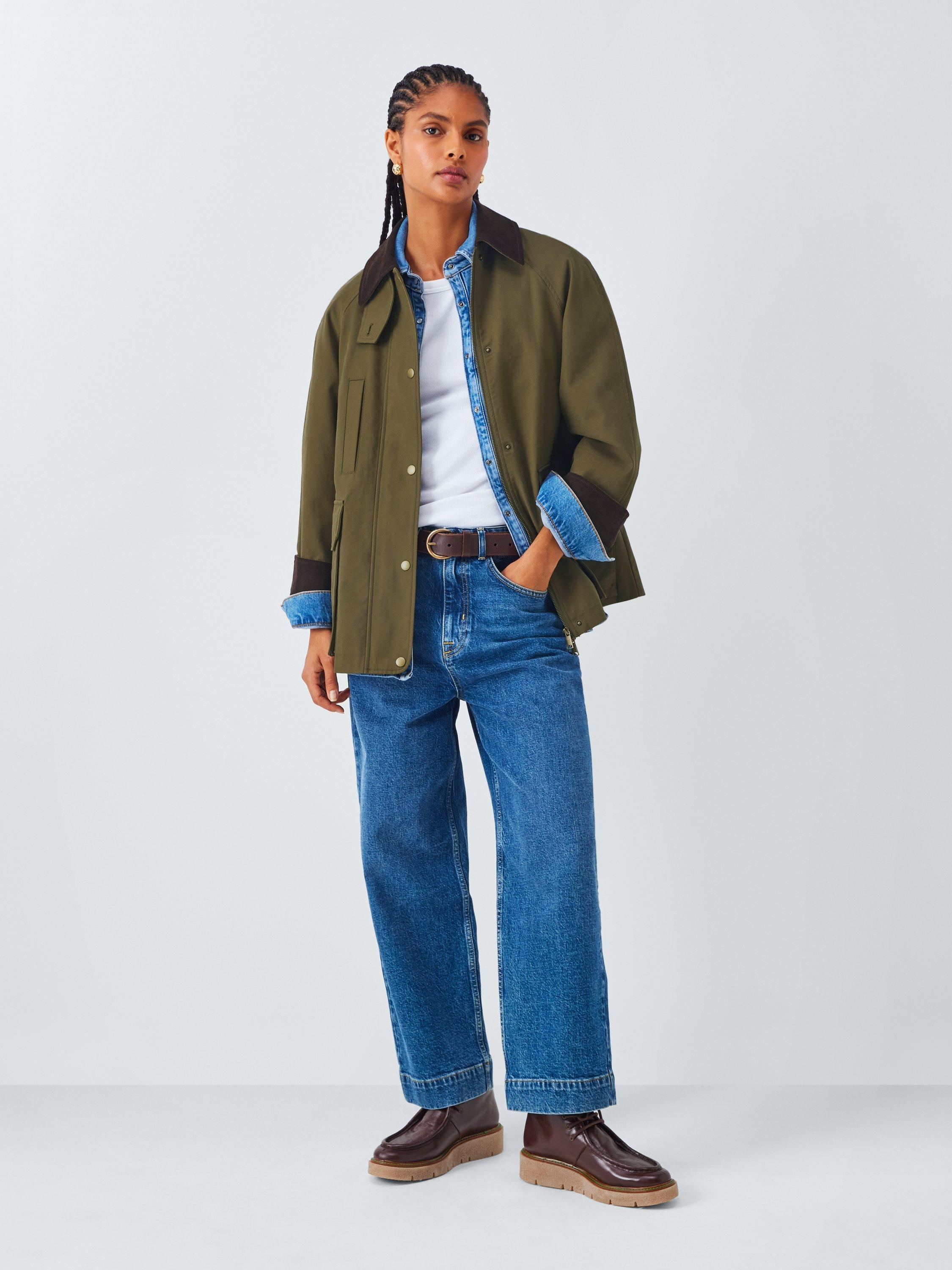 Product image 3 of 9, which shows John Lewis Shower Resistant Cotton Barn Jacket, Khaki, 20