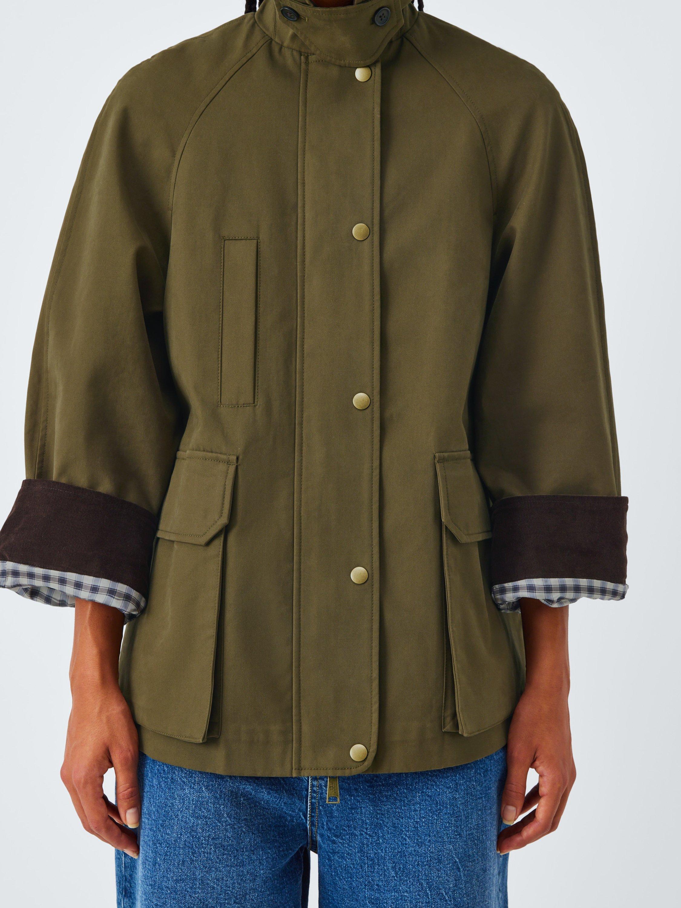 Product image 6 of 9, which shows John Lewis Shower Resistant Cotton Barn Jacket, Khaki, 20