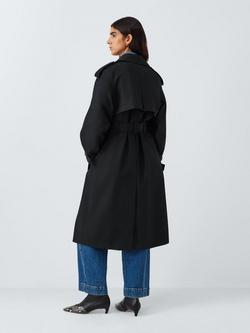 John Lewis Water Repellent Belted Trench Coat - view 2, Black
