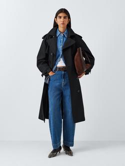 John Lewis Water Repellent Belted Trench Coat, Black