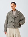 John Lewis Wool Blend Textured Cropped Bomber Jacket
